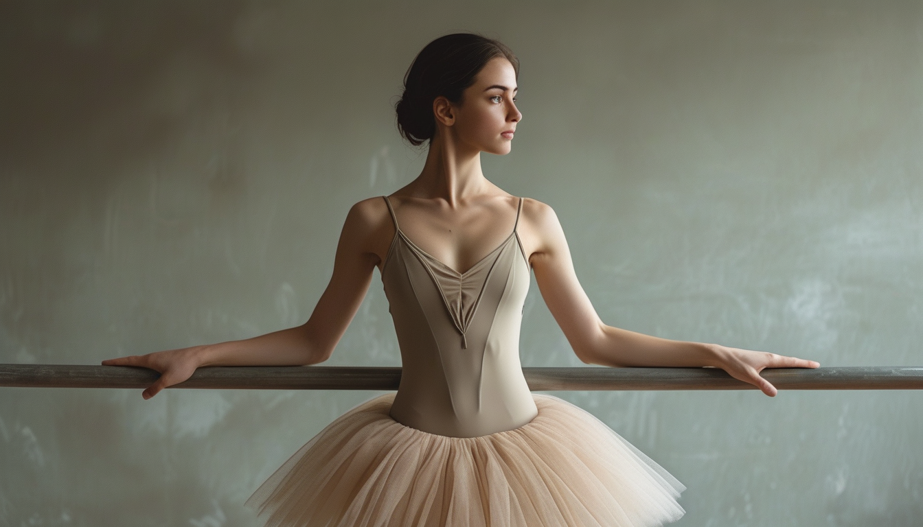 Woman doing a graceful barre plié